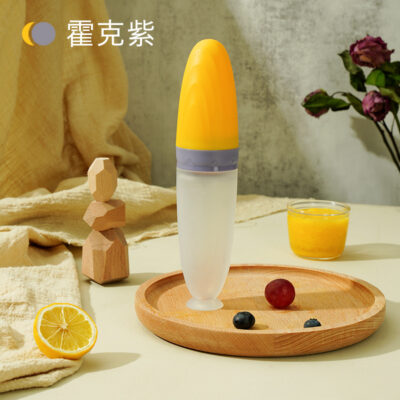 Food-Grade Silicone Baby Training Spoon with Integrated Feeding Bottle