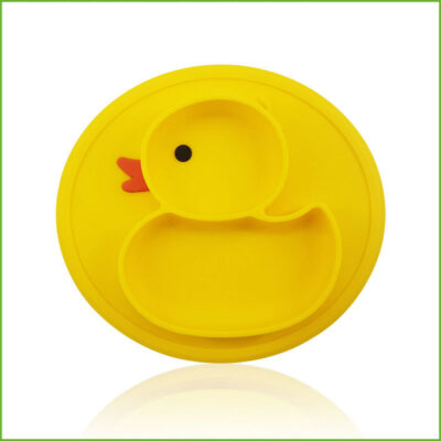 Child-Friendly Duck-Shaped Silicone Plate - Portable, BPA-Free, and Non-Slip for Easy Mealtimes