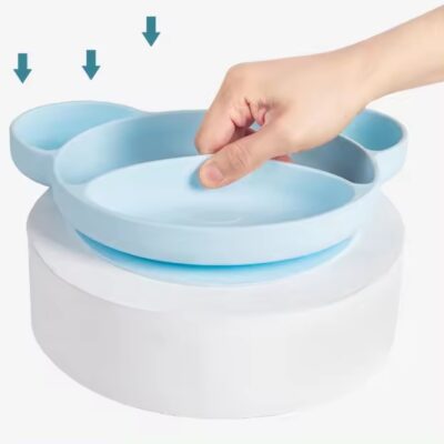 Adorable Bear-Shaped Silicone Baby Plate - Food-Grade and Kid-Friendly Design