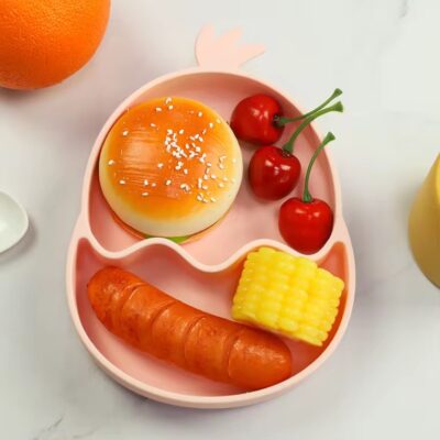Chick Design Silicone Suction Bowl and Plate Set - Complete with Fork and Spoon