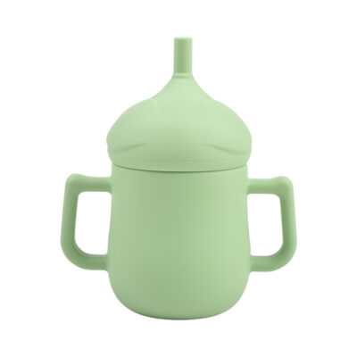 Convenient Food-Grade Silicone Baby Water Cup with Dual Handles and Straw