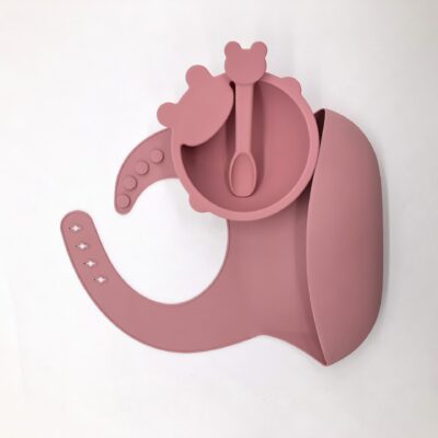 Essential 3-Piece Baby Feeding Set of Silicone Bowl, Bib, & Spoon - Non-Toxic and Practical