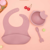 Essential 3-Piece Baby Feeding Set of Silicone Bowl, Bib, & Spoon - Non-Toxic and Practical