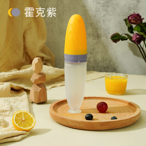 Food-Grade Silicone Baby Training Spoon with Integrated Feeding Bottle