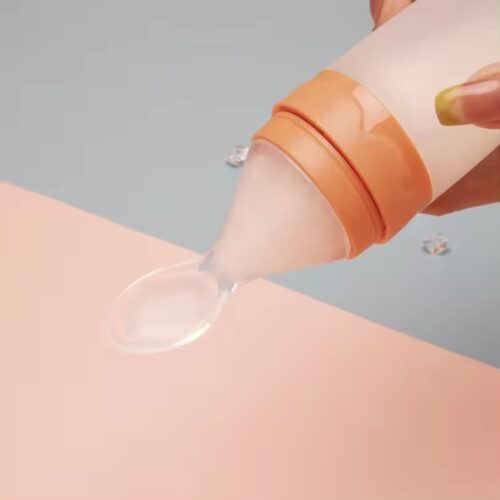 Food-Grade Silicone Baby Training Spoon with Integrated Feeding Bottle