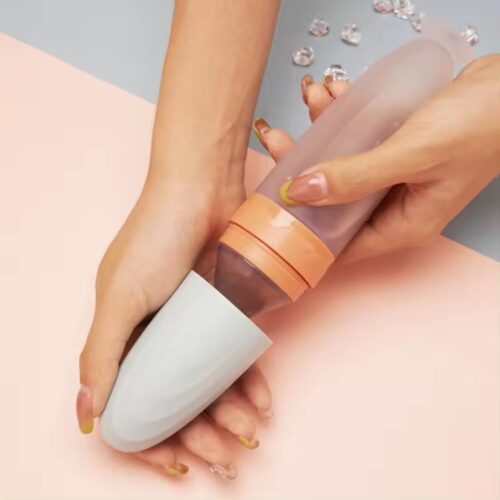 Food-Grade Silicone Baby Training Spoon with Integrated Feeding Bottle