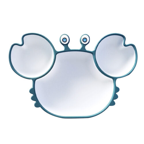 Cute Crab-Shaped Silicone Dinner Plate for Babies - Food Grade, Strong Suction for Secure Feeding