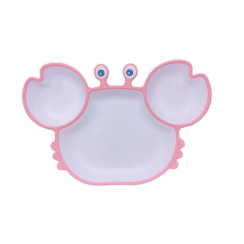 Cute Crab-Shaped Silicone Dinner Plate for Babies - Food Grade, Strong Suction for Secure Feeding