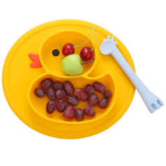 Child-Friendly Duck-Shaped Silicone Plate - Portable, BPA-Free, and Non-Slip for Easy Mealtimes