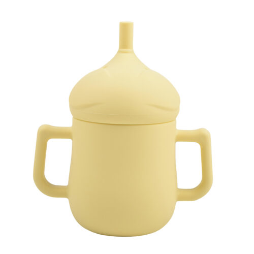 Convenient Food-Grade Silicone Baby Water Cup with Dual Handles and Straw