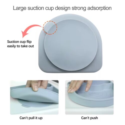 Silicone Baby Suction Plate with Lid - Child-Friendly and Practical Design