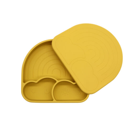 Silicone Baby Suction Plate with Lid - Child-Friendly and Practical Design