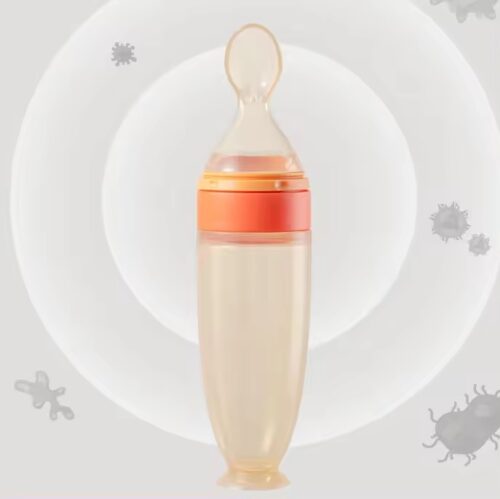 Innovative Silicone Feeding Bottle with Spoon - Practical Design for Easy Meals