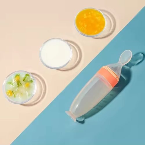 Innovative Silicone Feeding Bottle with Spoon - Practical Design for Easy Meals