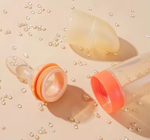 Innovative Silicone Feeding Bottle with Spoon - Practical Design for Easy Meals