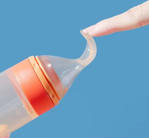 Innovative Silicone Feeding Bottle with Spoon - Practical Design for Easy Meals