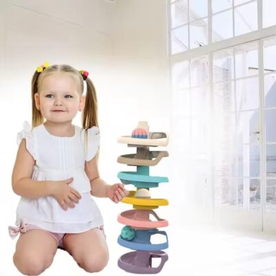 Interactive Rolling Ball Tower with Assembly Track for Babies