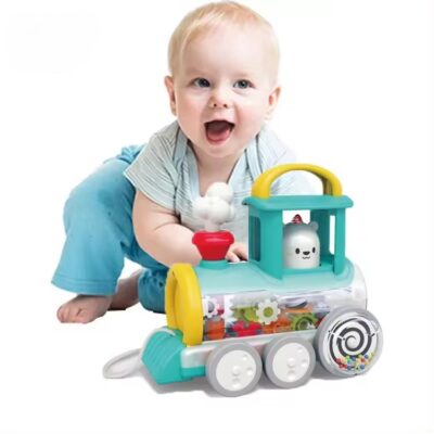 Interactive Pull-Along Train with Car Sounds, Buttons, and Flashing Lights