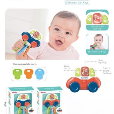 Teething-Friendly Musical Car Toy with Chewable Keys for Early Development