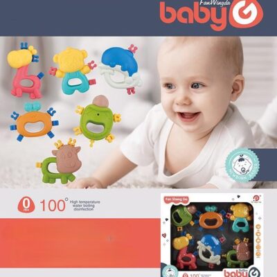 Soothing Teething Toy Set for Infants - 6-Piece Collection with Textures and Colors