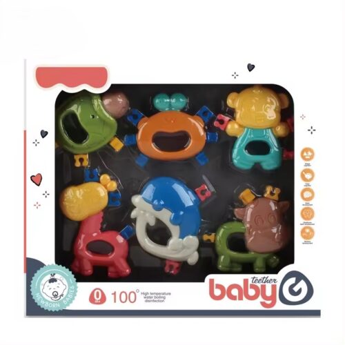 Soothing Teething Toy Set for Infants - 6-Piece Collection with Textures and Colors
