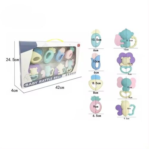Complete 8-Piece Baby Rattle and Bell Set - Perfect for Sensory Development