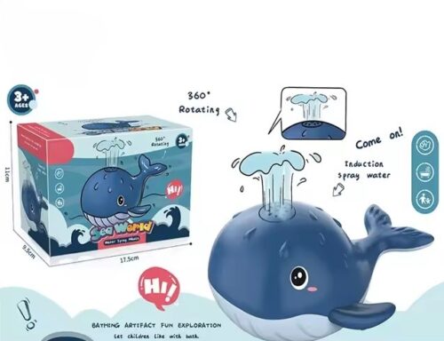 Whale Light-Up Sprinkler Bath Toy - LED Lights & Automatic Water Fun