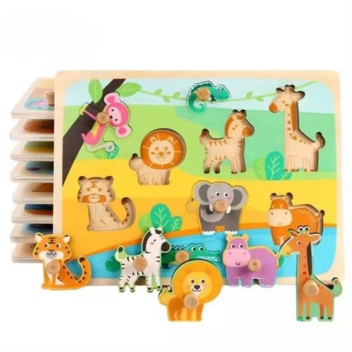 Montessori Wooden Jigsaw Puzzle Animal Shape Set