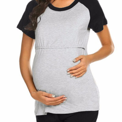Maternity Sleep Set: Nursing Top with Shorts