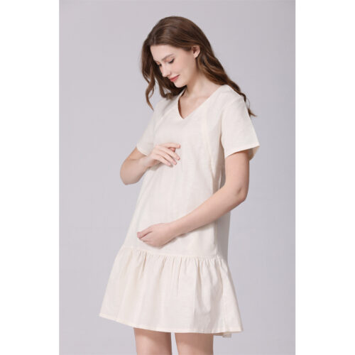 All-in-One Pregnancy & Breastfeeding Dress - M, Ivory