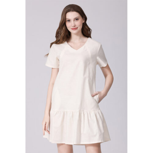 All-in-One Pregnancy & Breastfeeding Dress - M, Ivory