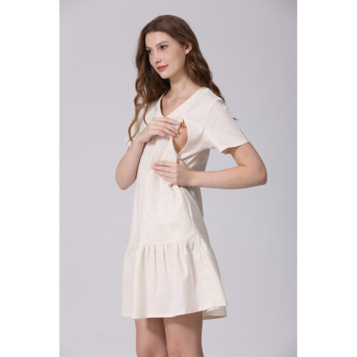 All-in-One Pregnancy & Breastfeeding Dress - M, Ivory