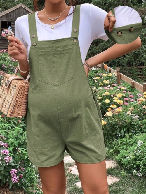 Pregnancy Casual Comfort Overalls - M, Green