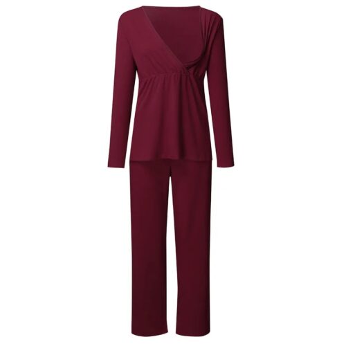 Pregnancy Sleepwear Set: Cozy Long Sleeve Top & Pants