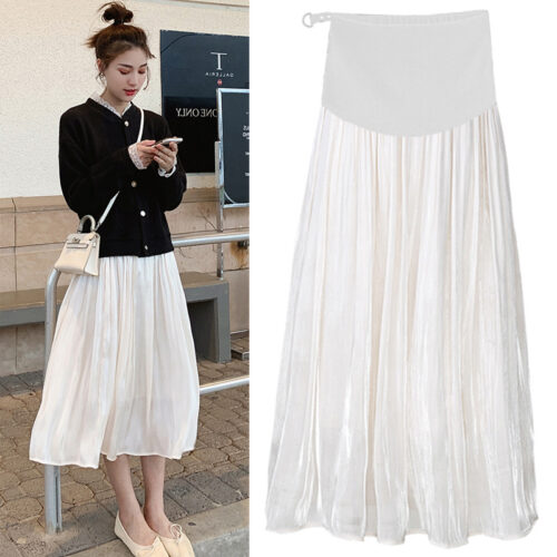 Elegant Pleated A-Line Maternity Skirt for All-Day Comfort