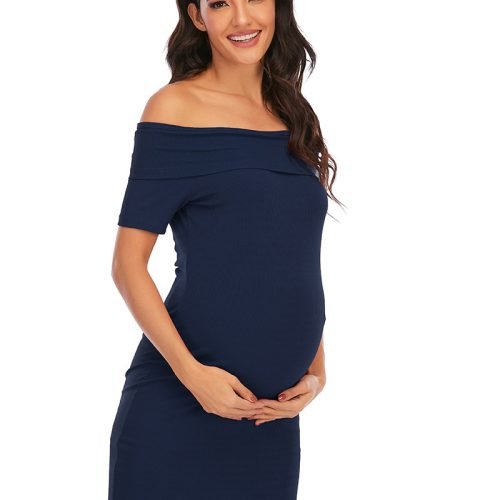 Off-Shoulder Maternity Dress – Effortless Elegance for Moms-to-Be