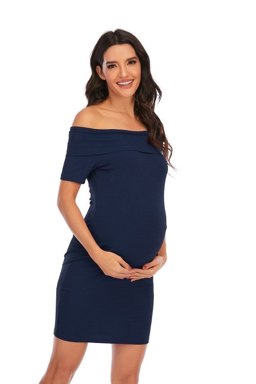 Off-Shoulder Maternity Dress – Effortless Elegance for Moms-to-Be