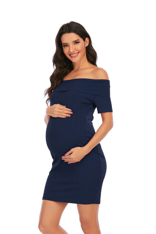 Off-Shoulder Maternity Dress – Effortless Elegance for Moms-to-Be