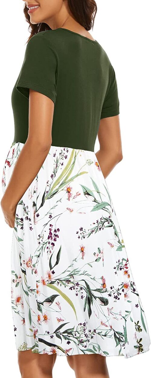 Floral Maternity Dress – Short Sleeve Pregnancy Dress for Comfort & Style